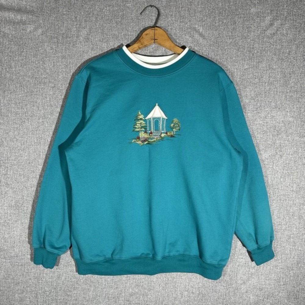 Vintage‎ Teal Grandma/Grandpa Style Sweater Pullover Links